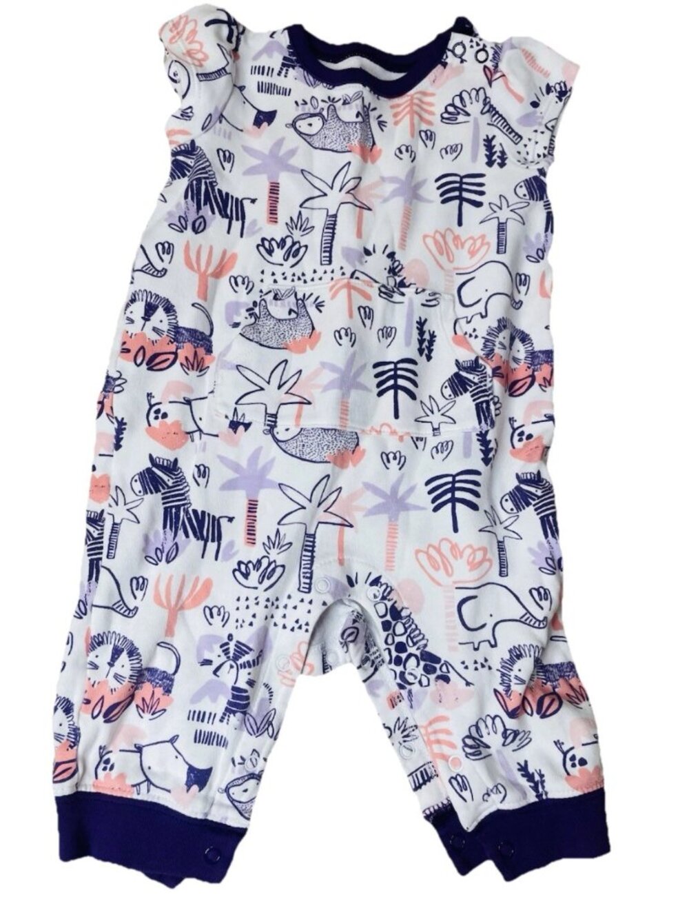 Baby girl infant Gymboree pink purple safari 3-6M romper jumpsuit loungewear